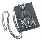 Virgin Mary Prayer Pendant Necklace Stainless Steel Catholic Medallion
