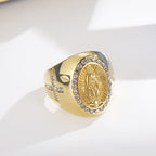 Virgin Mary Stainless Steel Ring Cross Sign Catholic Rings