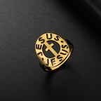 Cross with "JESUS"Amulet Stainless Steel Ring