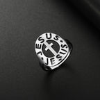 Cross with "JESUS"Amulet Stainless Steel Ring