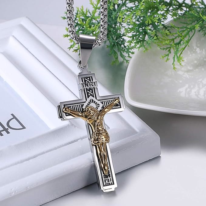 Crafted Jesus Crucifix Titanium Necklace
