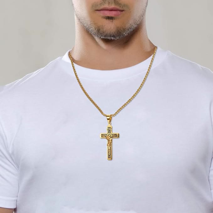 Crafted Jesus Crucifix Titanium Necklace