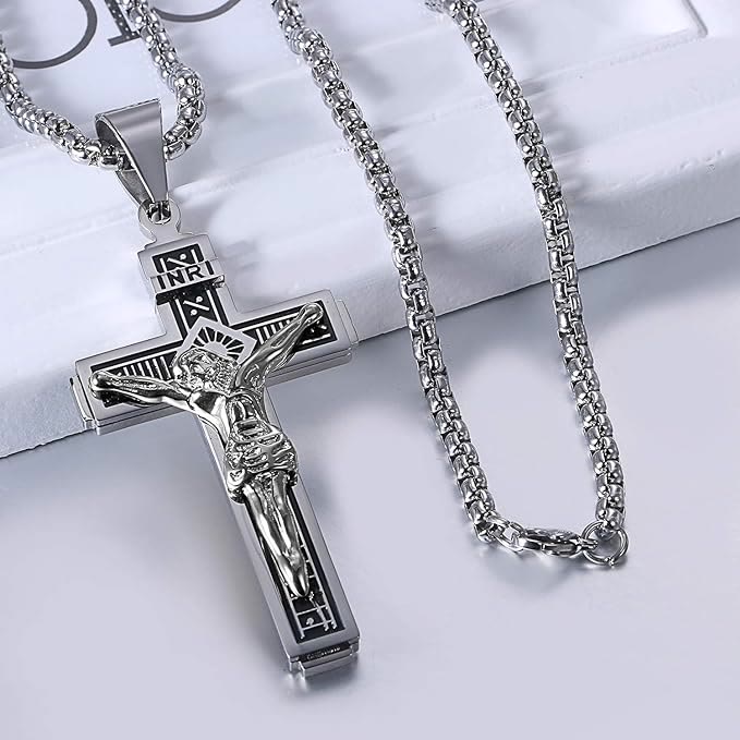 Crafted Jesus Crucifix Titanium Necklace