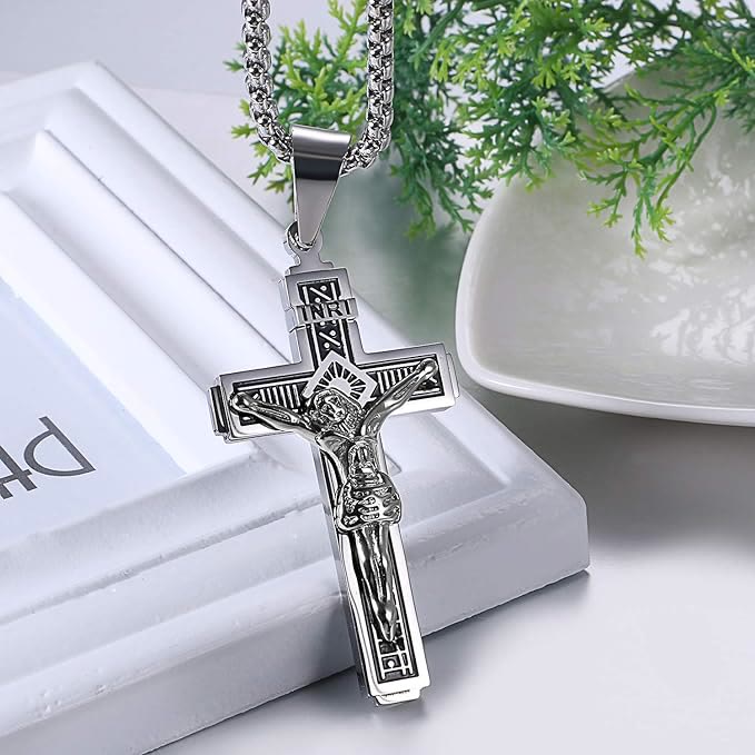 Crafted Jesus Crucifix Titanium Necklace