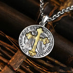 Vintage Double-sided Cross Coin Pendant Necklace