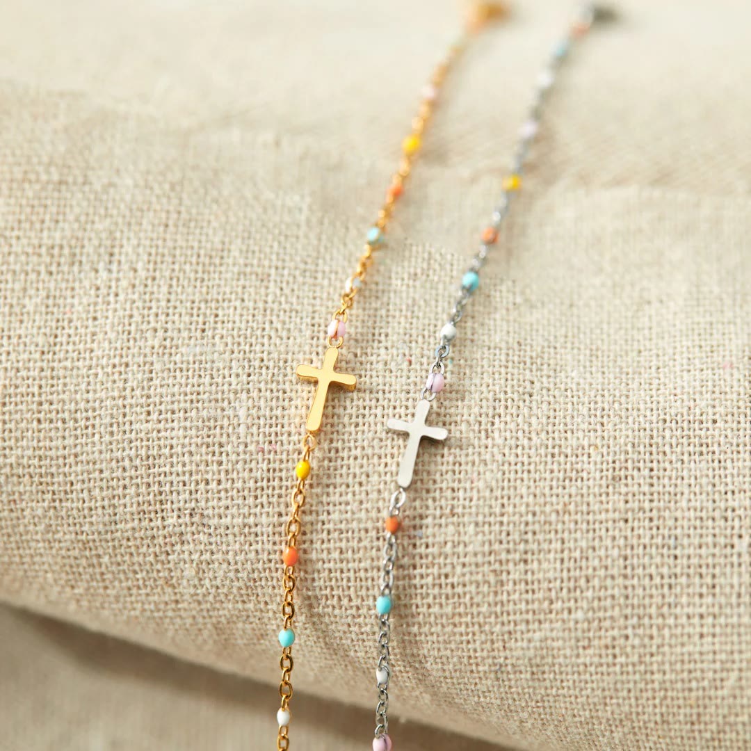 Delicate Minimalist Cross Bracelet