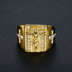 Zirconia Set Crucifix Jesus Religious Ring