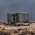 Stainless Steel Antique Punk Cross Ring