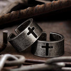 Stainless Steel Antique Punk Cross Ring