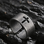 Stainless Steel Antique Punk Cross Ring