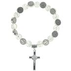 Jesus Cross Alloy Charm Pendant Beaded Bracelet