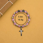 Jesus Cross Alloy Charm Pendant Beaded Bracelet