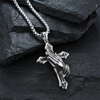 Praying Hands Cross Stainless Steel Pendant Necklace