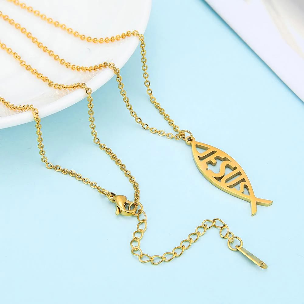 Chain Jesus Fish Shape Necklace