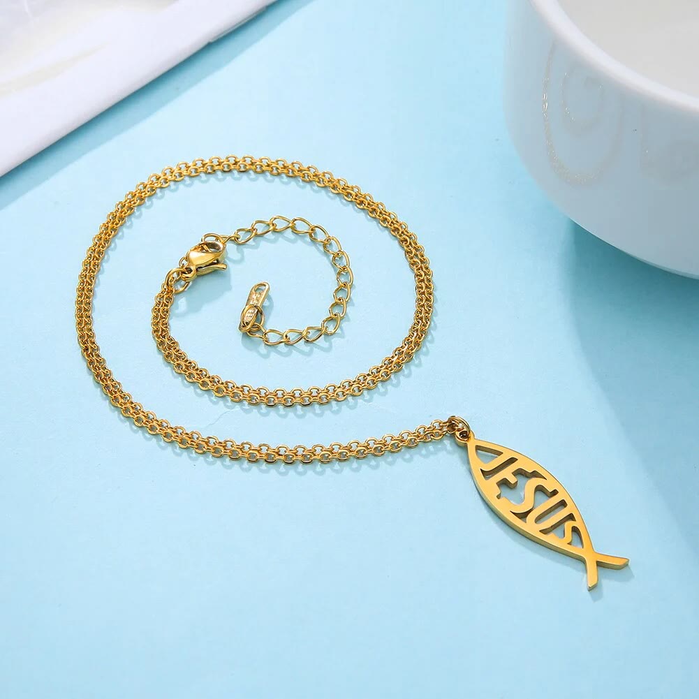 Chain Jesus Fish Shape Necklace