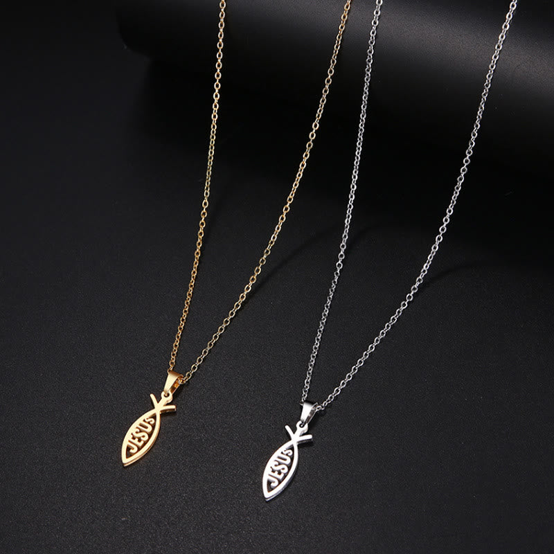 Chain Jesus Fish Shape Necklace