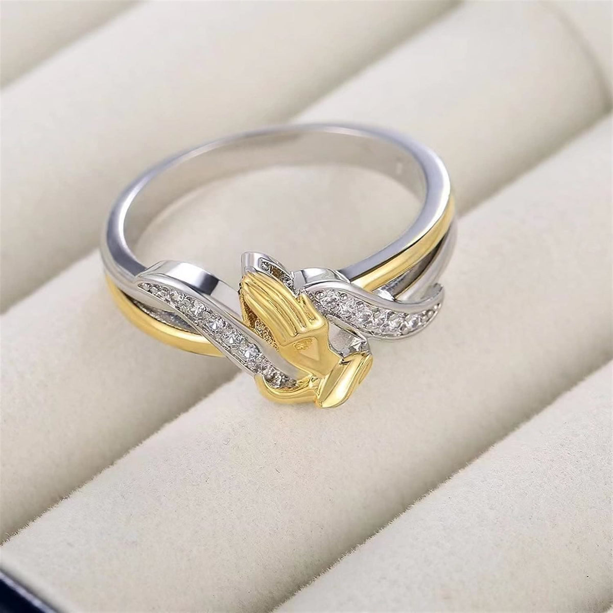 Praying Hands Gold & Silver Ring