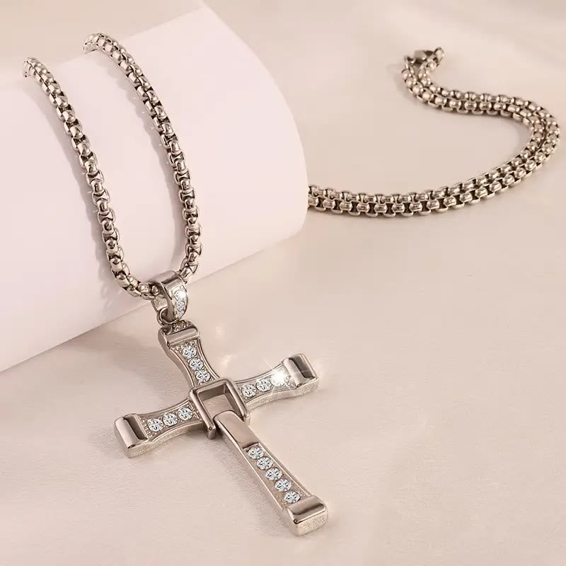 Jewelry Cross Crystal Pendant Chain Necklace