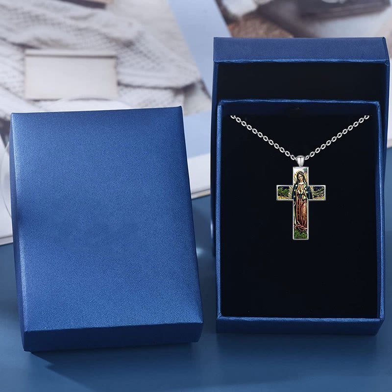 Virgin Mary Cross Pendant Necklace Religion Jewelry