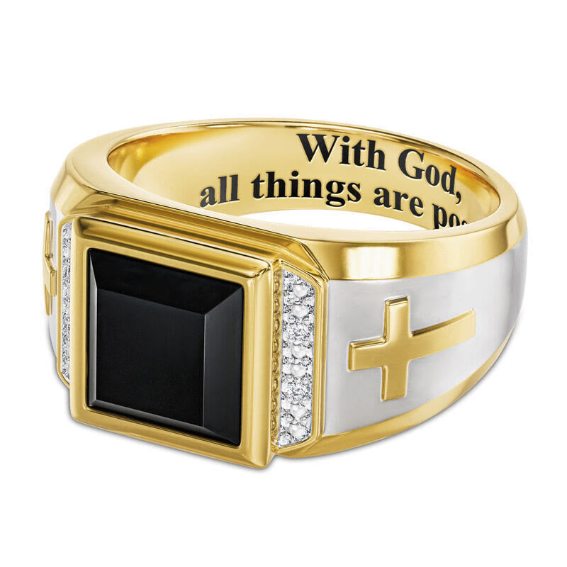 Faith Two Tone Plated Cross Ring-With God All Things Are Possible