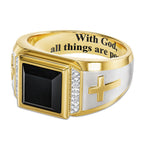 Faith Two Tone Plated Cross Ring-With God All Things Are Possible