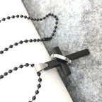 Minimalist Style Cross Ring Black Pendant Alloy Necklace