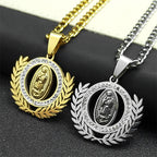 Classic Style Olive Branch with Our Lady of Guadalupe Rhinestones