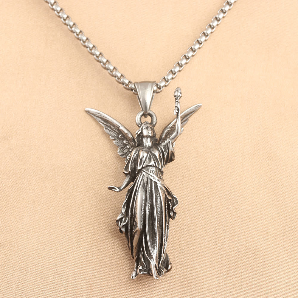 Classic Style Heavenly Protection Guardian Angel Titanium Pendant