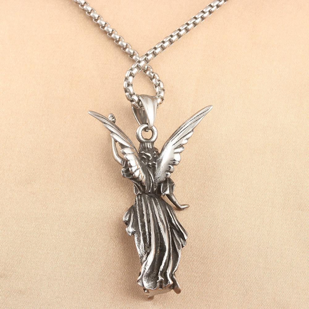 Classic Style Heavenly Protection Guardian Angel Titanium Pendant