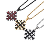 Hip-hop Style Jerusalem Cross Titanium Steel Pendant Necklace
