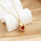 Modern Style Crafted Red Gemstones Sacred Heart of Jesus Pendant