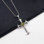 Fashion Sober Style Cross of God's Eye Square Pearl Chain Pendant