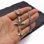 Fashion Sober Style Cross of God's Eye Square Pearl Chain Pendant