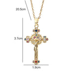 Fresh Pastoral Style Crucifix with Biblical Colorful Gemstones Pendant