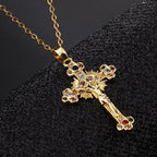 Fresh Pastoral Style Crucifix with Biblical Colorful Gemstones Pendant