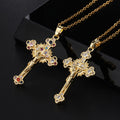 Fresh Pastoral Style Crucifix with Biblical Colorful Gemstones Pendant
