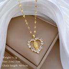 Luxury Style Heart-shaped Gemstone Encrusted Our Lady of Guadalupe