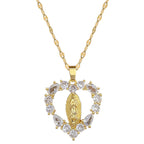 Luxury Style Heart-shaped Gemstone Encrusted Our Lady of Guadalupe