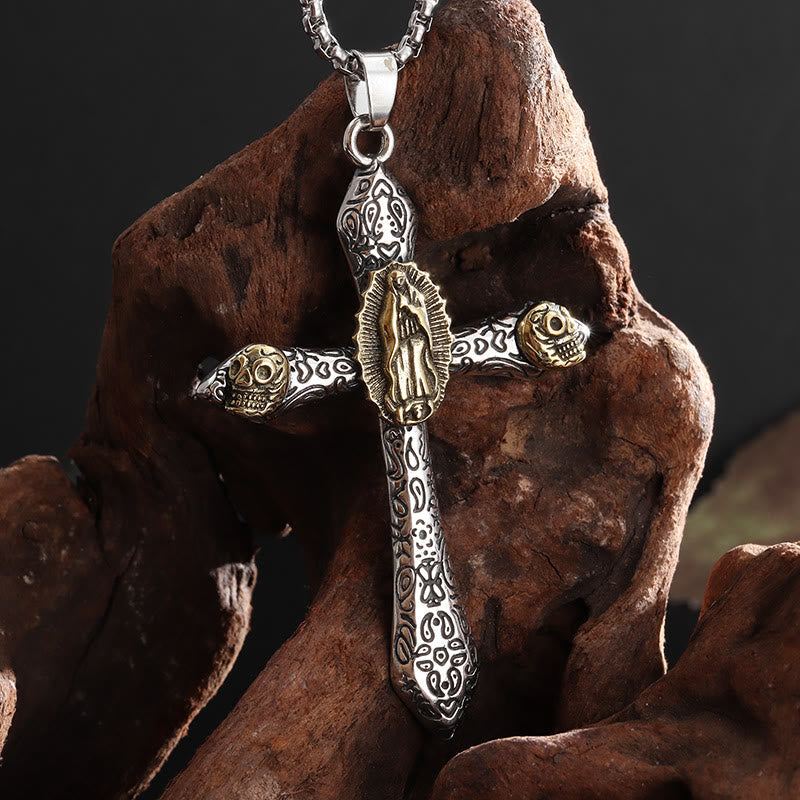 Classic Style Retro Crucifix with Our Lady of Guadalupe Pendant
