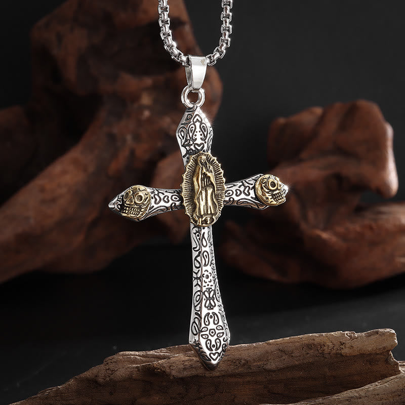 Classic Style Retro Crucifix with Our Lady of Guadalupe Pendant