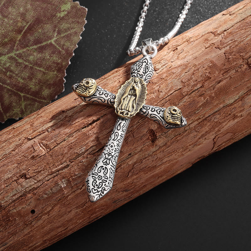 Classic Style Retro Crucifix with Our Lady of Guadalupe Pendant