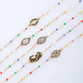 Fresh Elegant Style Colorful Clavicle Chain Necklace with Cross & 5