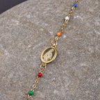 Fresh Elegant Style Colorful Clavicle Chain Necklace with Cross & 5