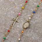 Fresh Elegant Style Colorful Clavicle Chain Necklace with Cross & 5