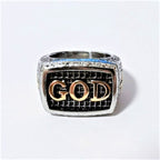 Retro Heavy Style GOD Divine Devotion Pattern Alloy Ring