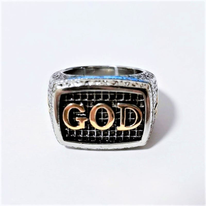Retro Heavy Style GOD Divine Devotion Pattern Alloy Ring
