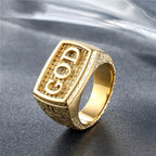 Retro Heavy Style GOD Divine Devotion Pattern Alloy Ring