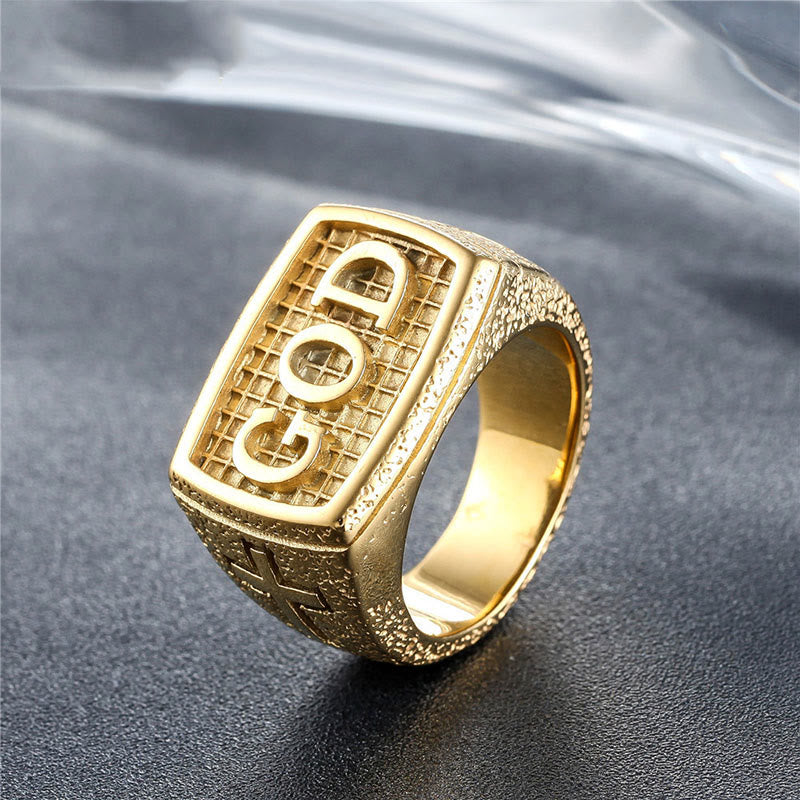 Retro Heavy Style GOD Divine Devotion Pattern Alloy Ring