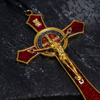 Classic Style Red/Blue Crafted Crucifix Big Size Pendant Necklace