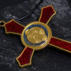 Classic Style Red/Blue Crafted Crucifix Big Size Pendant Necklace